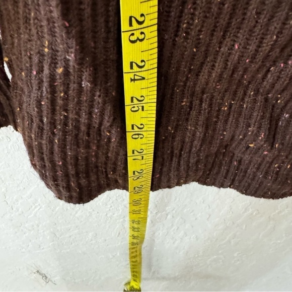 Trouvé Brown Speckle Wool Longline Cardigan Sweater Button Closure Collar Medium - Picture 9 of 10